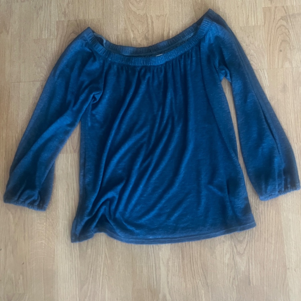 Velvet Graham and Spencer Peasant tee 3/4 sleeve Aqua Heather Blue S Excellent.